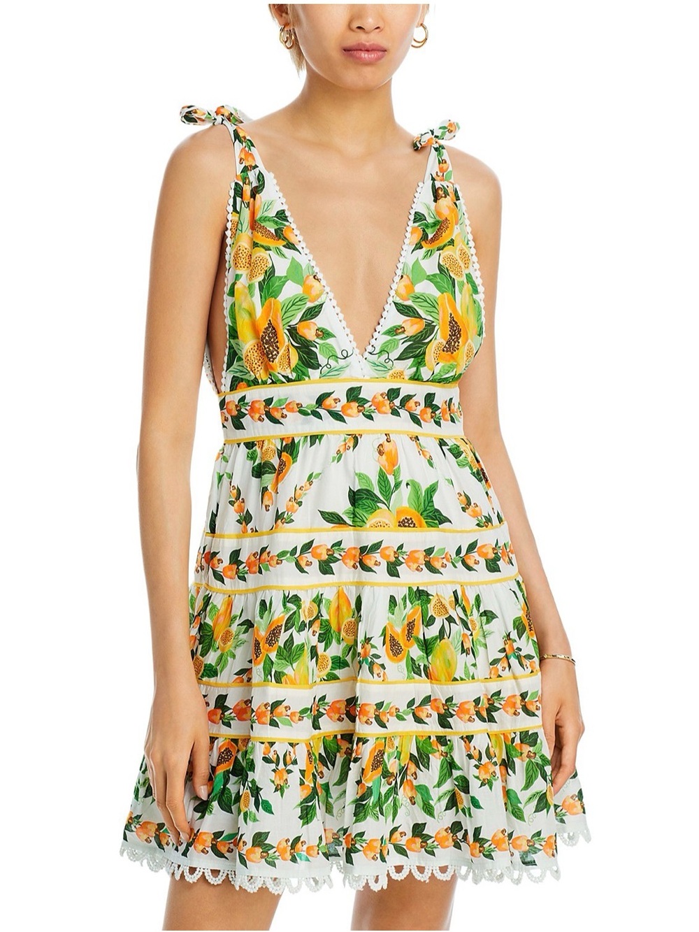 FARM Rio White Dress with Yellow & Green Floral Print